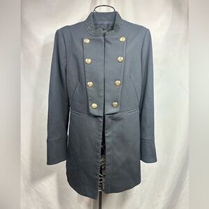 zara navy blue double breasted military jacket size L